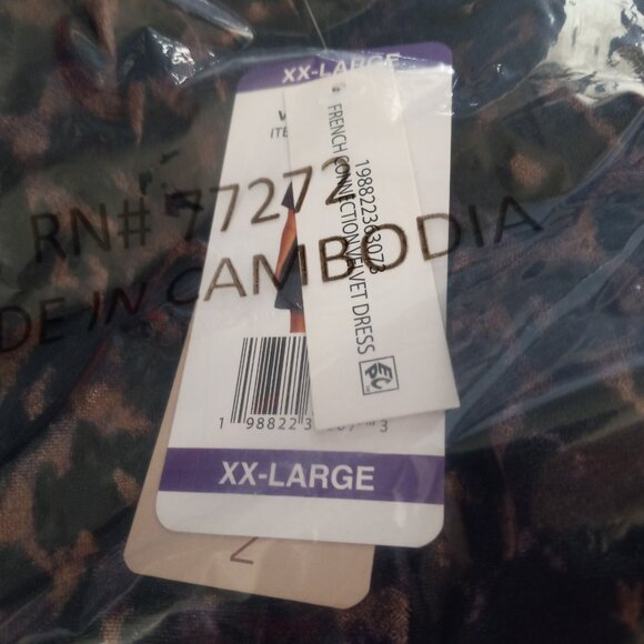 French Connection Women's Leopard Velvet Dress Size L,XL,XXL NWT  Pockets NWT - Picture 14 of 16